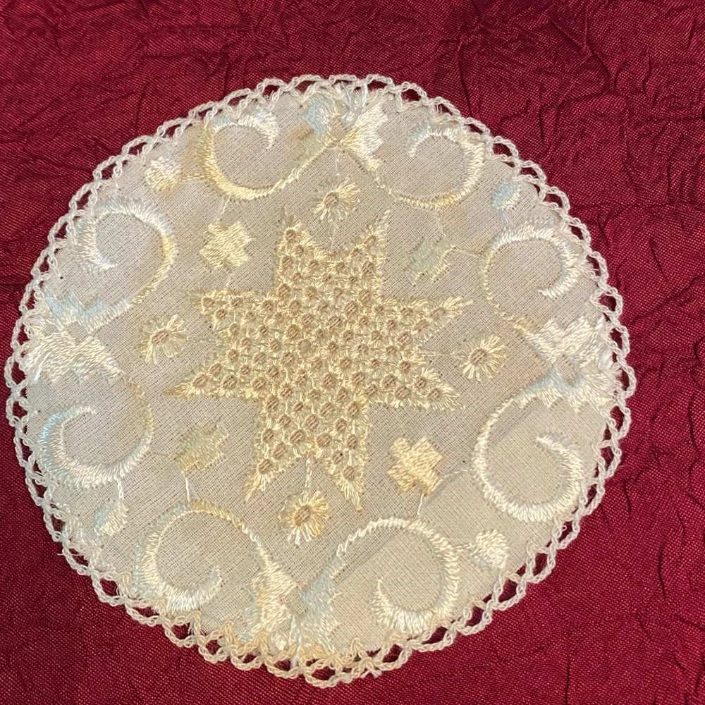 Beautiful Vintage Hand Embroidered Kalocsa Hungarian Coasters